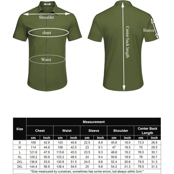 Men's Casual Button Down Shirts Short Sleeve Wrinkle Free Dress Shirts Summer - Picture 6 of 6